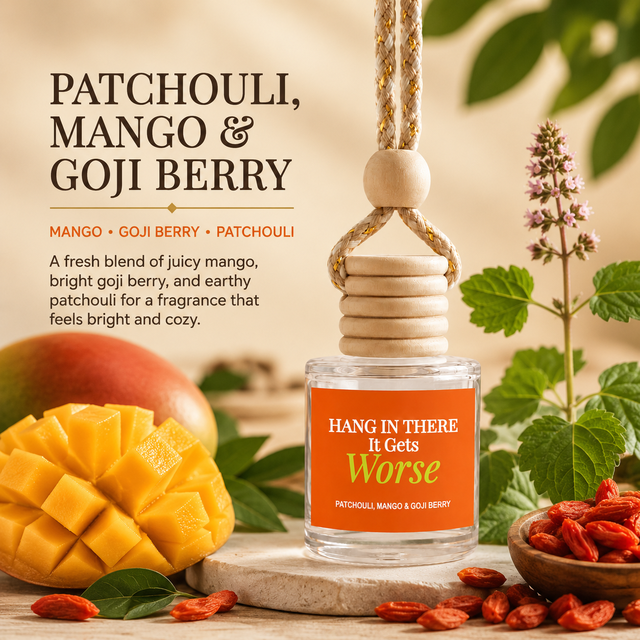 Car Diffuser - Hang In There It Gets Worse Golden Patchouli