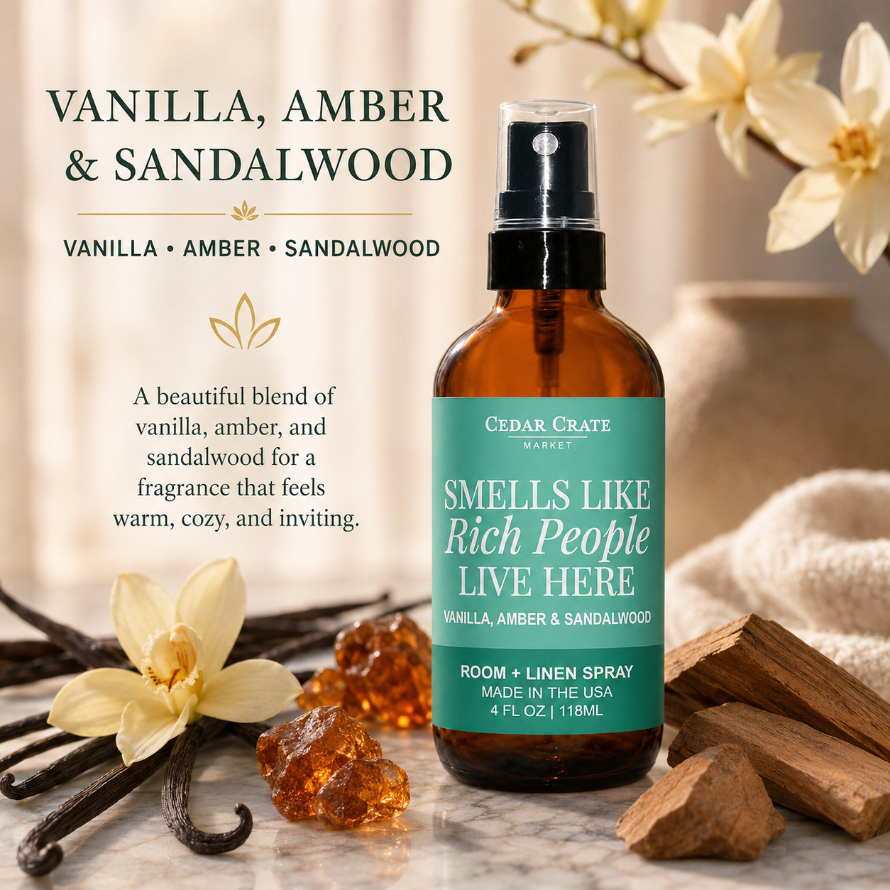 Funny Room Spray - Smells Like Rich People Live Here 4 oz