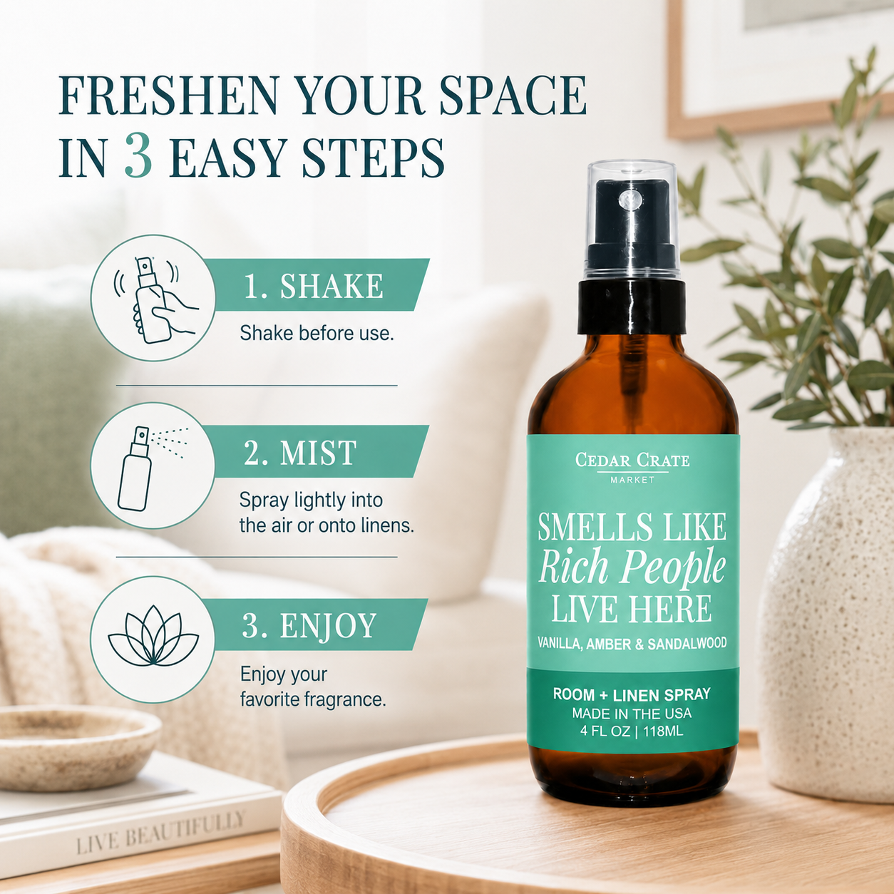 Funny Room Spray - Smells Like Rich People Live Here 4 oz