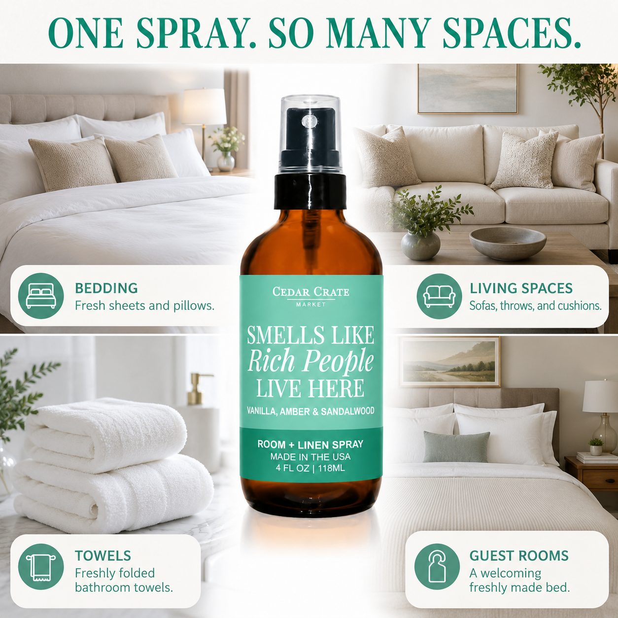 Funny Room Spray - Smells Like Rich People Live Here 4 oz
