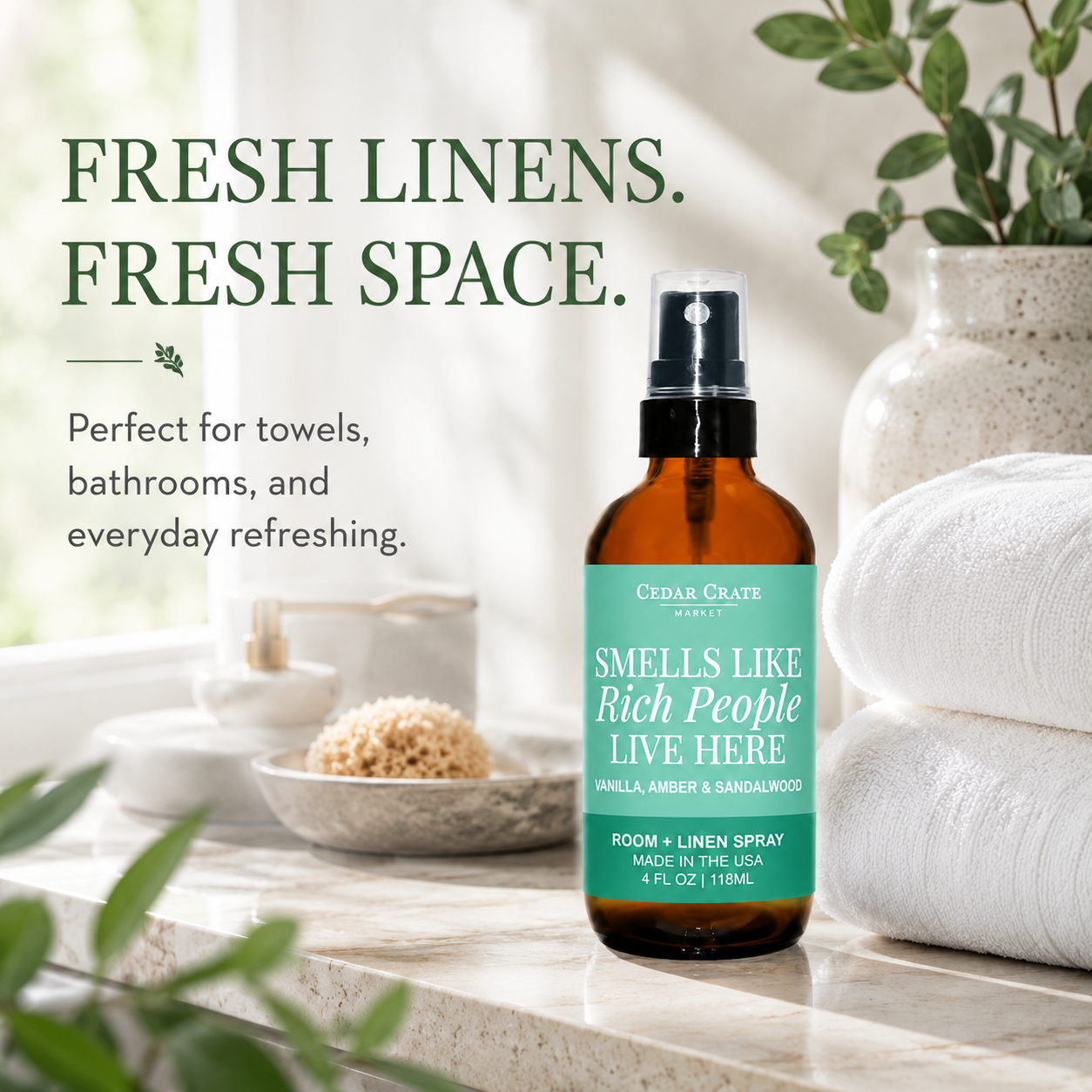 Funny Room Spray - Smells Like Rich People Live Here 4 oz