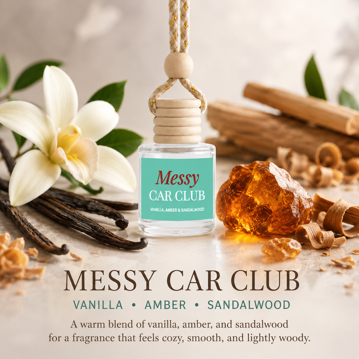 Car Diffuser - Messy Car Club Amber Vanilla Woods 8 ml Oil