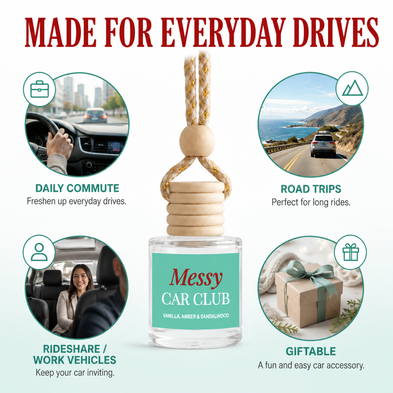 Car Diffuser - Messy Car Club Amber Vanilla Woods 8 ml Oil