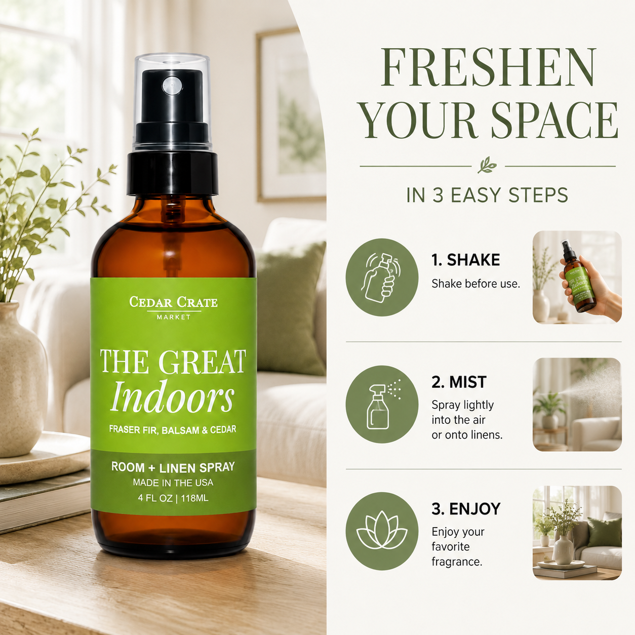 Funny Room Spray - The Great Indoors Balsam + Cedar Mist