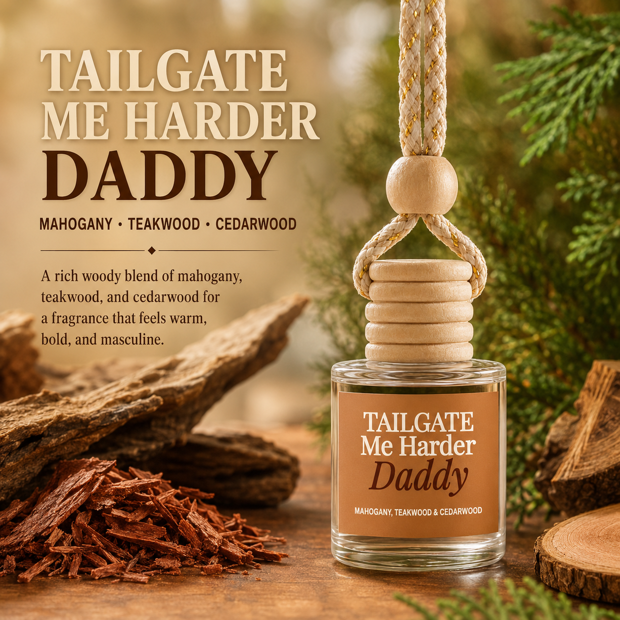 Car Diffuser - Tailgate Me Harder Daddy Rustic Mahogany