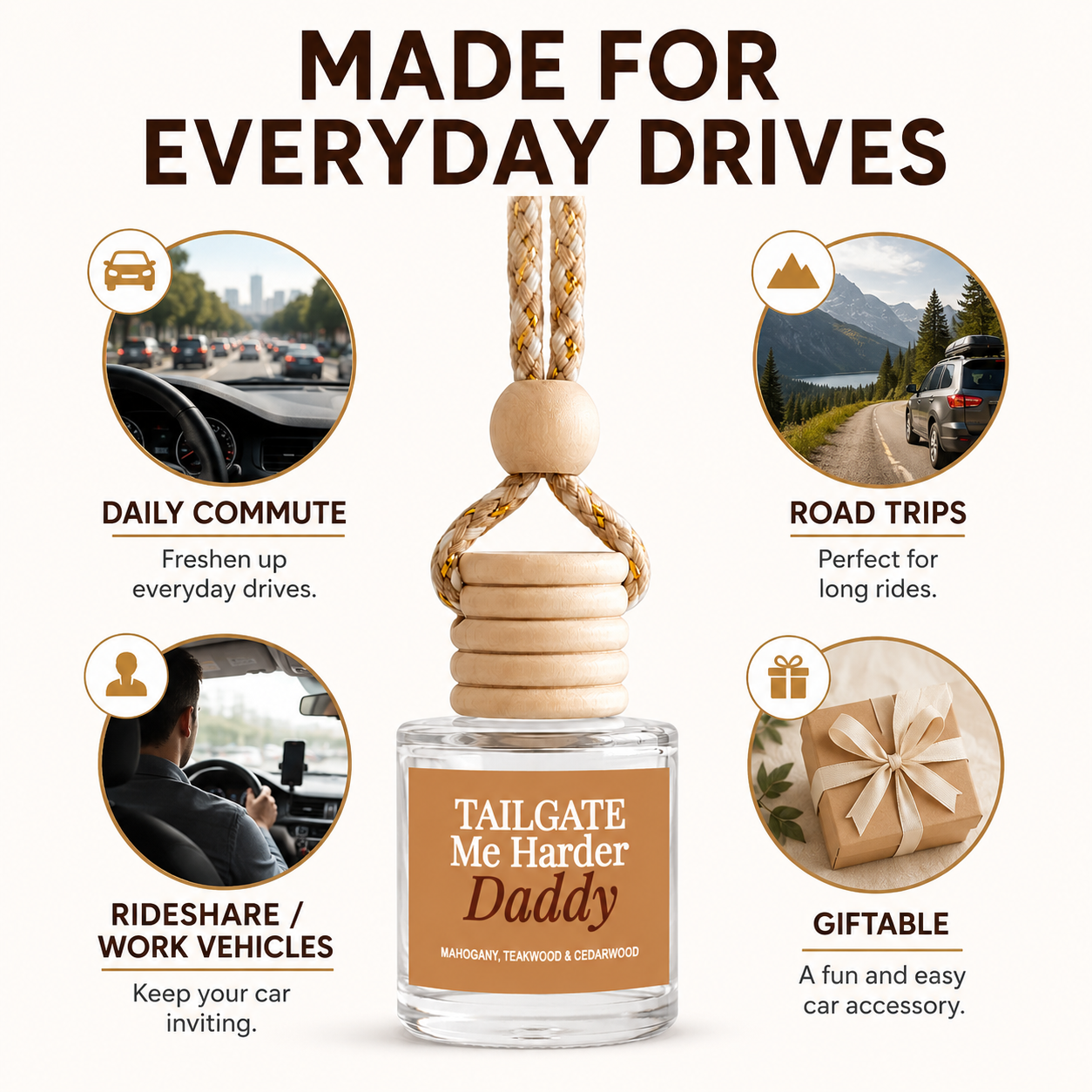 Car Diffuser - Tailgate Me Harder Daddy Rustic Mahogany