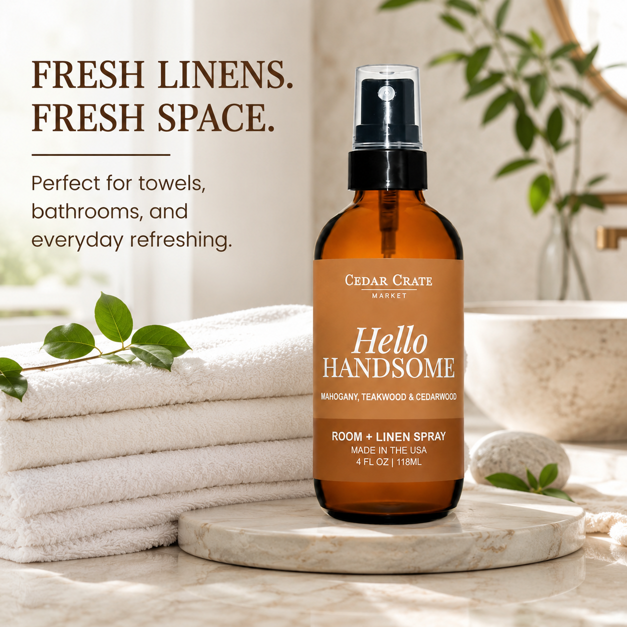 Funny Room Spray - Hello Handsome Linen Mist Rustic Mahogany