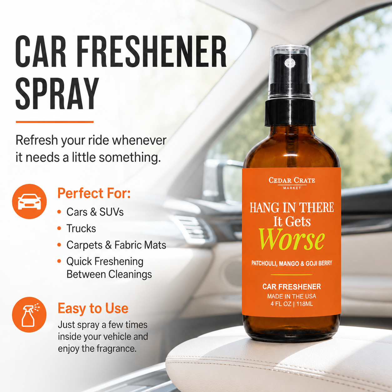 Car Freshies - Hang In There It Gets Worse Golden Patchouli