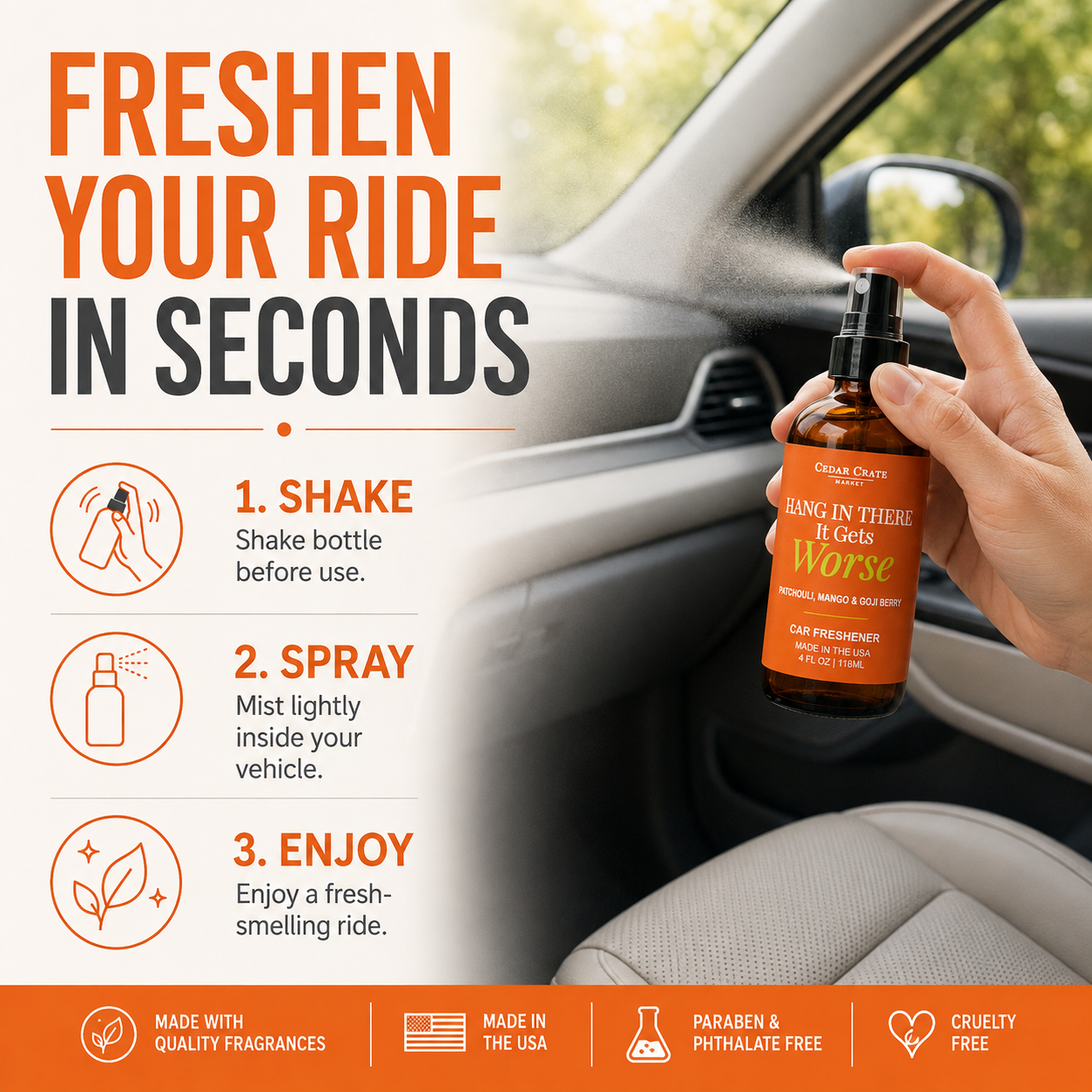 Car Freshies - Hang In There It Gets Worse Golden Patchouli