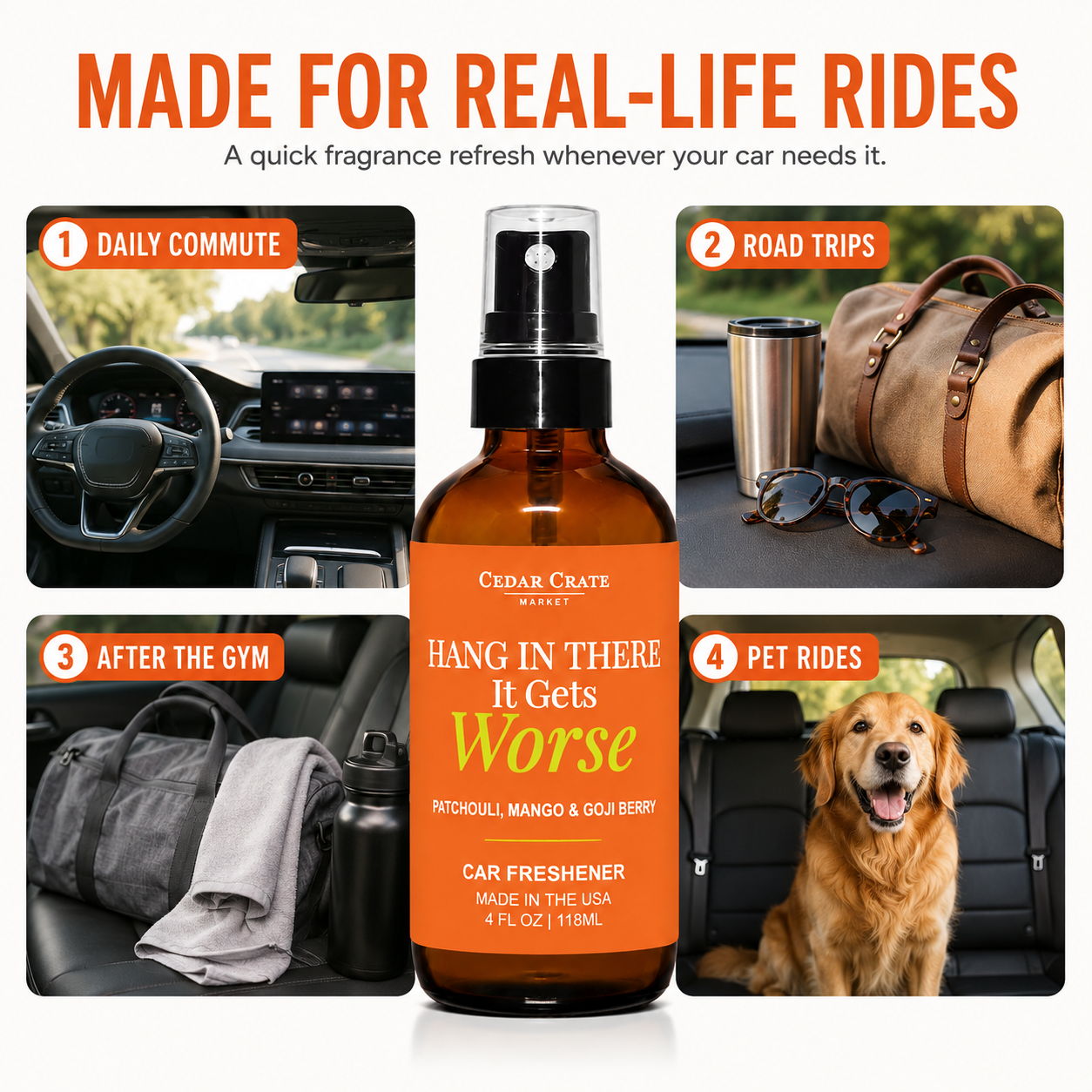 Car Freshies - Hang In There It Gets Worse Golden Patchouli