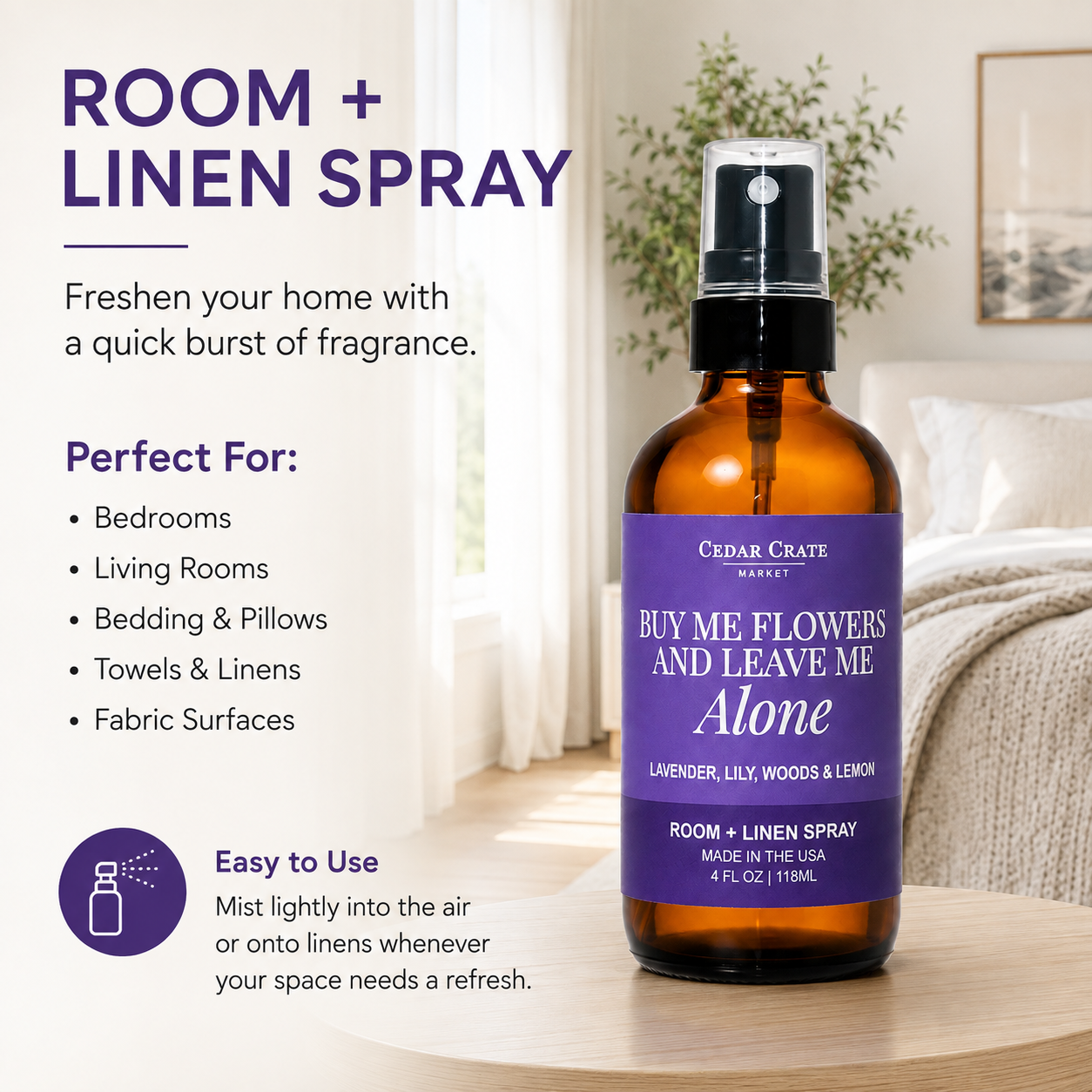 Funny Room Spray - Buy Me Flowers And Leave Me Alone Mist