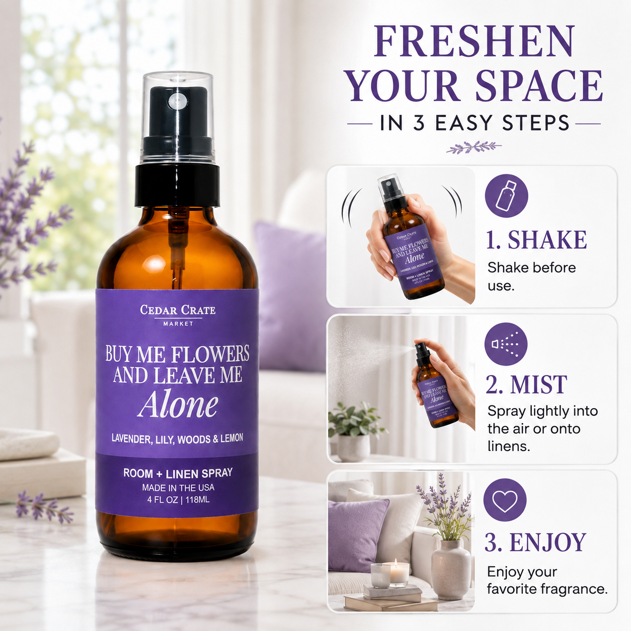 Funny Room Spray - Buy Me Flowers And Leave Me Alone Mist