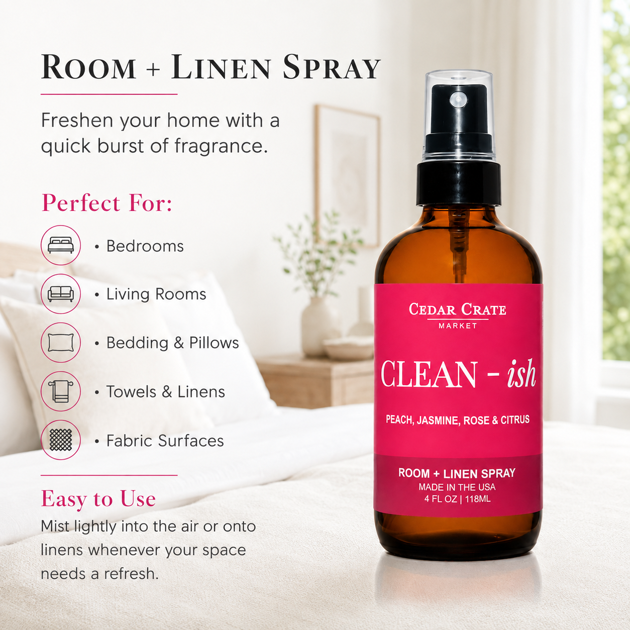 Funny Room Spray - Clean - ish Velvet Peach 4 oz Home Mist