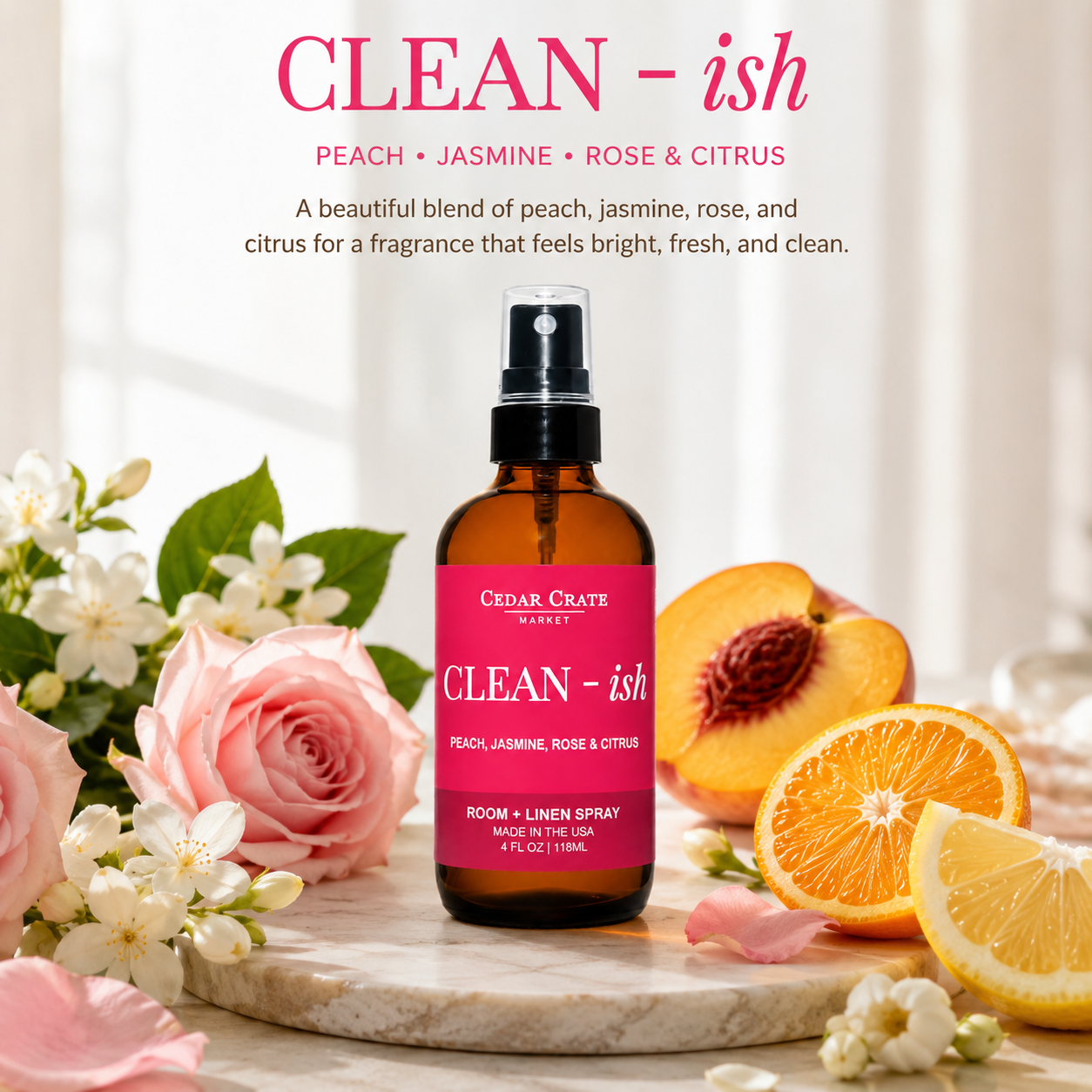 Funny Room Spray - Clean - ish Velvet Peach 4 oz Home Mist