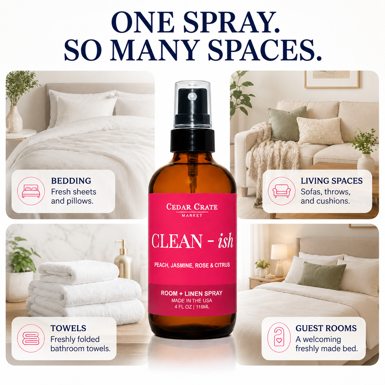 Funny Room Spray - Clean - ish Velvet Peach 4 oz Home Mist