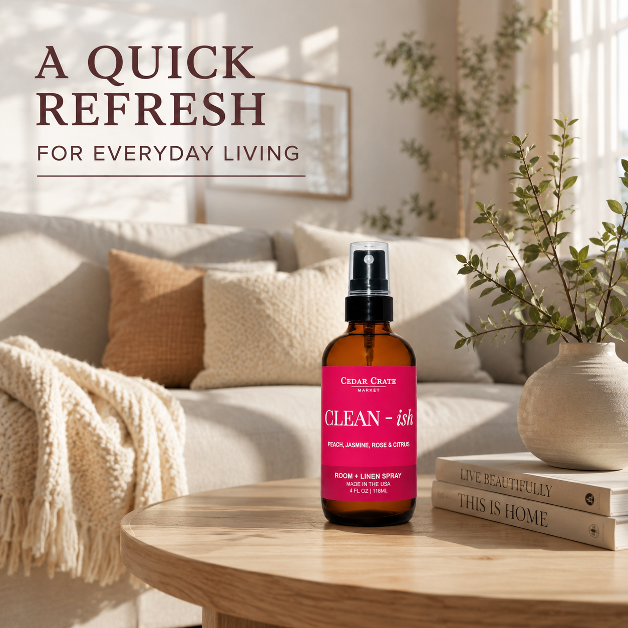 Funny Room Spray - Clean - ish Velvet Peach 4 oz Home Mist
