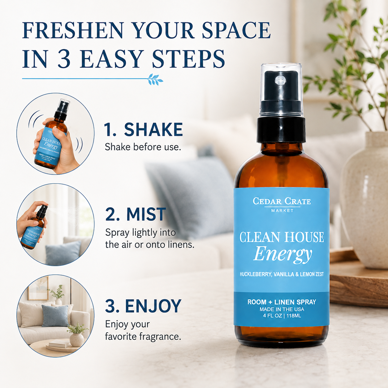 Funny Room Spray - Clean House Energy Wild Huckleberry 4 oz