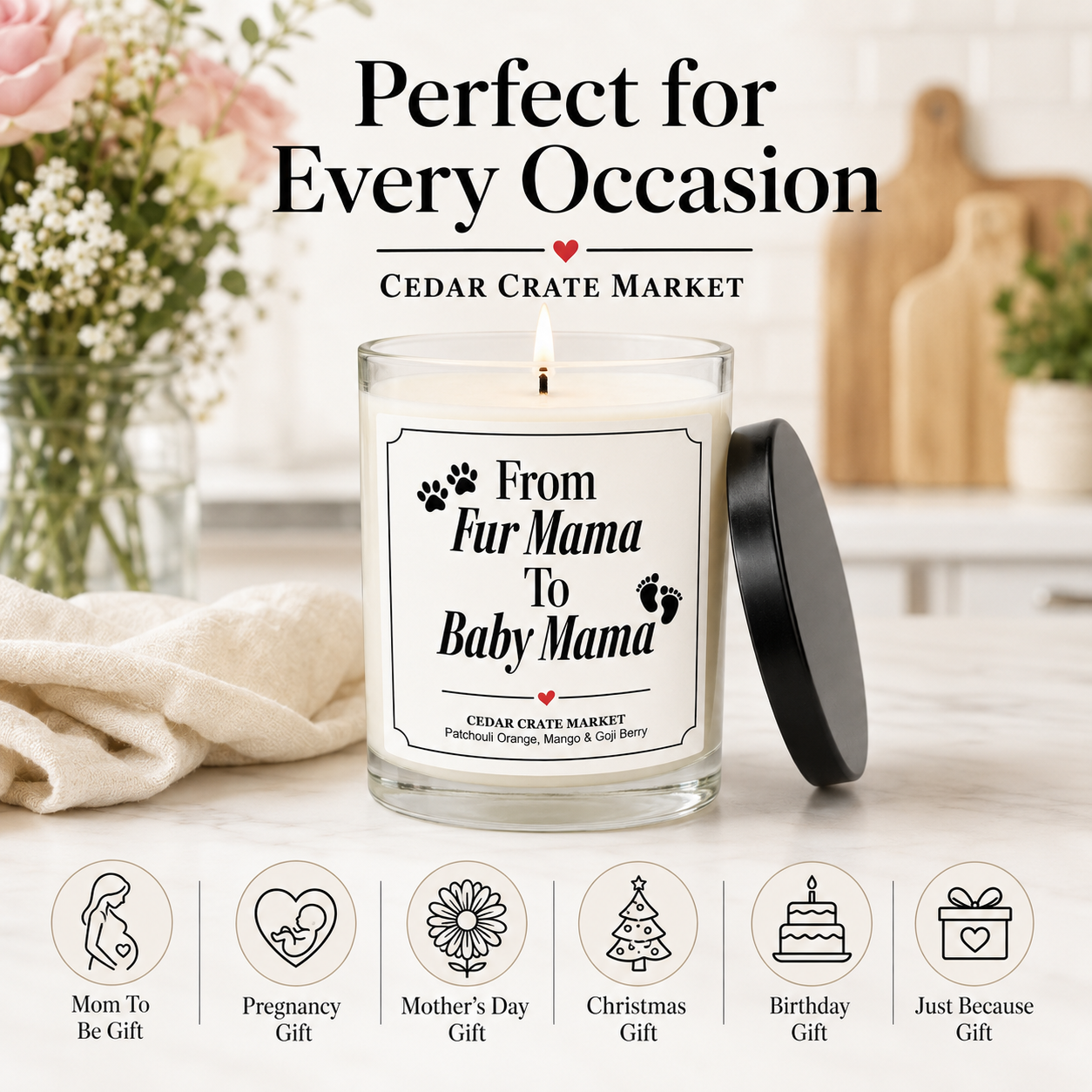 Mom To Be Candle - From Fur Mama to Baby Mama