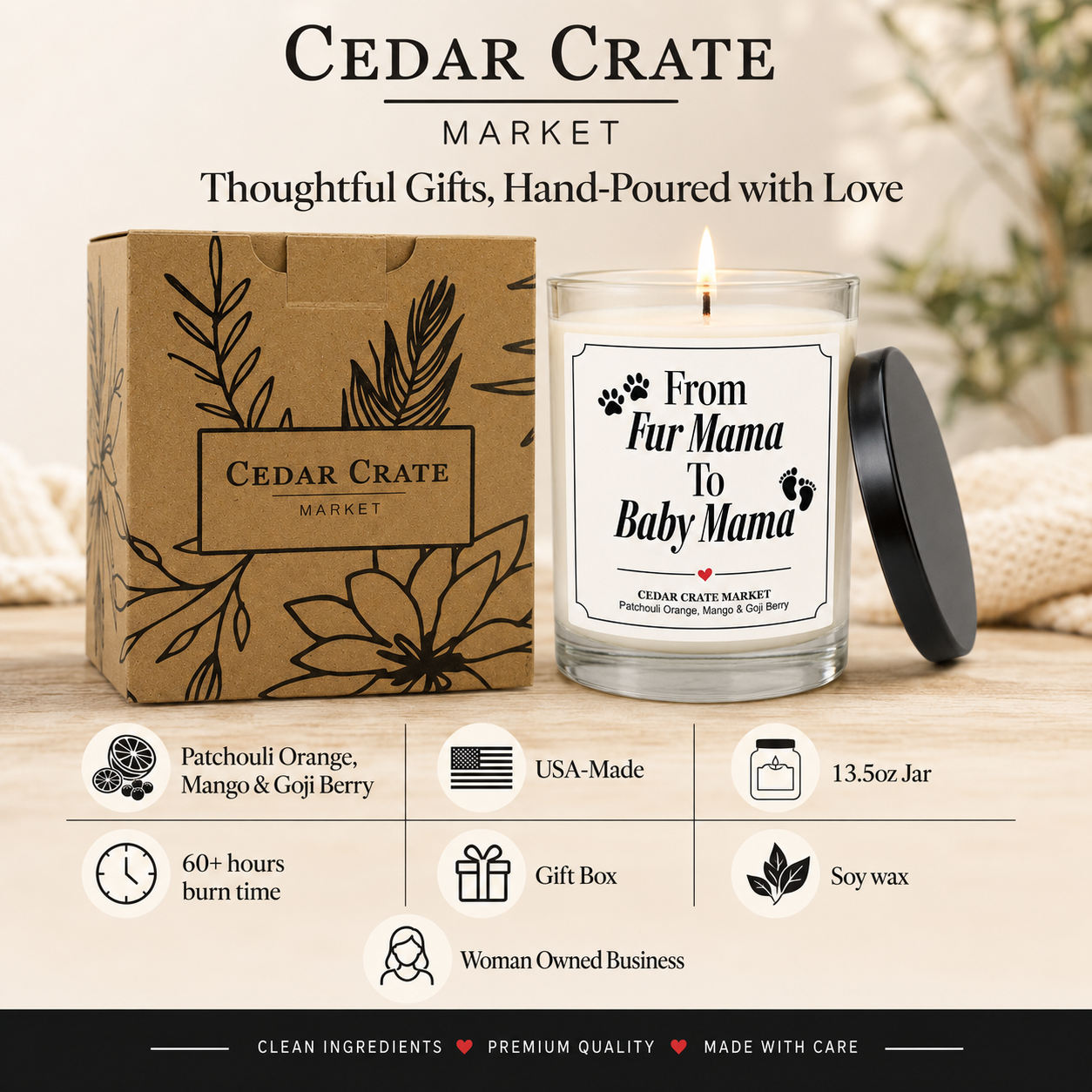 Mom To Be Candle - From Fur Mama to Baby Mama