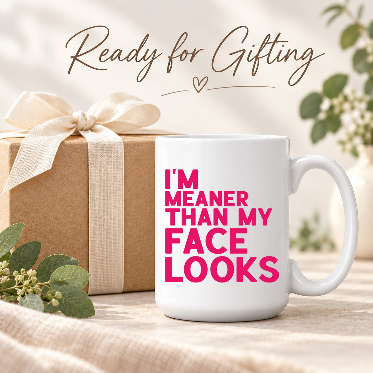Funny Coffee Mugs - I'm Meaner Than My Face Looks 15 oz