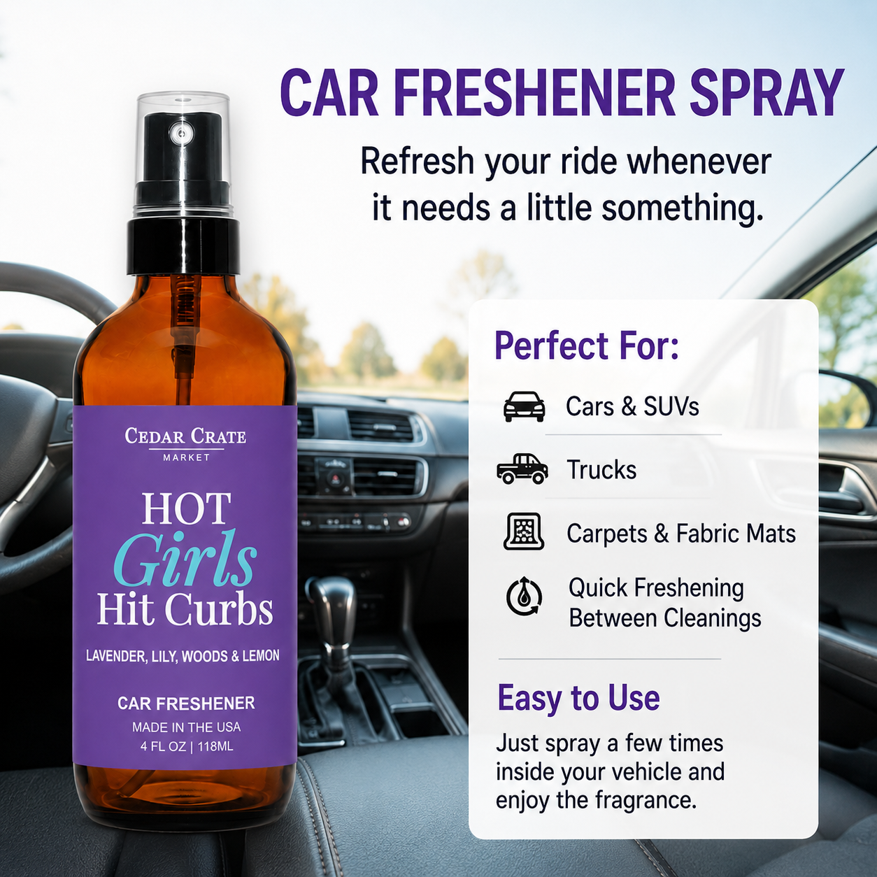 Car Freshies - Hot Girls Hit Curbs Sunlit Lavender Spray