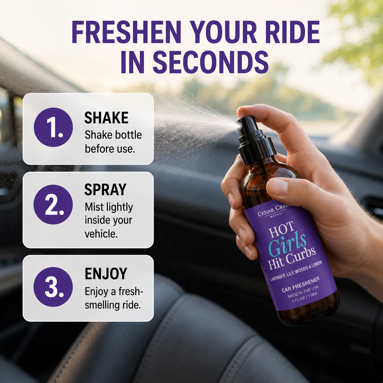 Car Freshies - Hot Girls Hit Curbs Sunlit Lavender Spray