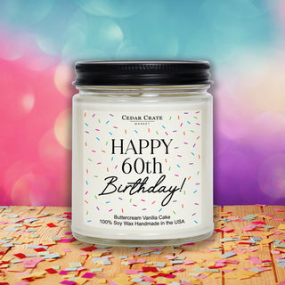 Happy 60th Birthday Sprinkles White Jar
