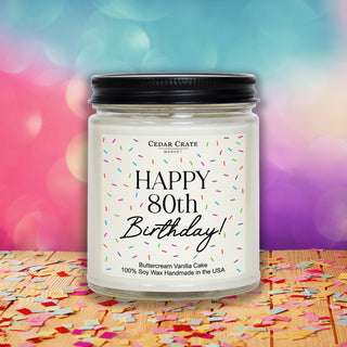 Happy 80th Birthday Sprinkles White Jar