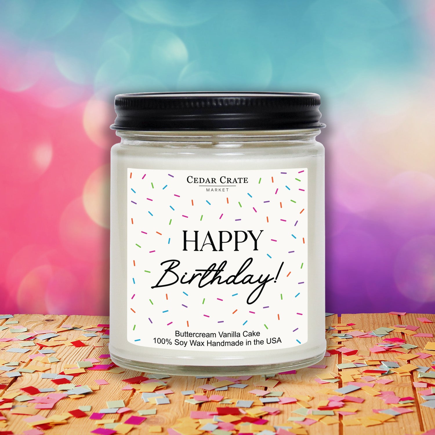 Happy Birthday Sprinkles White Jar