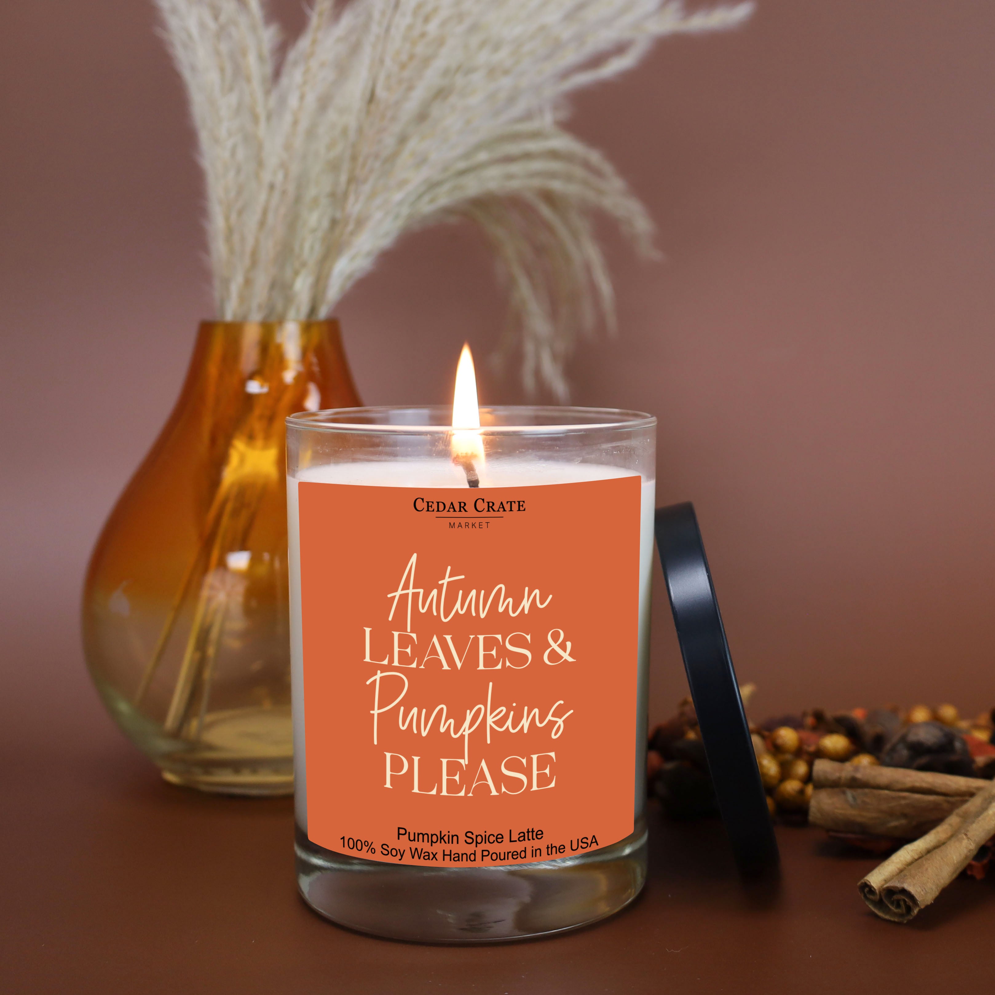 Autumn Leaves & Pumpkins Please Color Candle