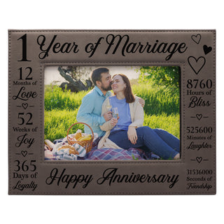 1st Anniversary Counting The Minutes Vegan Leather Photo Frame