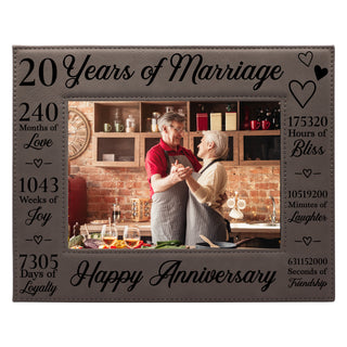 20th Anniversary Counting The Minutes Vegan Leather Photo Frame