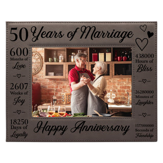 50th Anniversary Counting The Minutes Vegan Leather Photo Frame