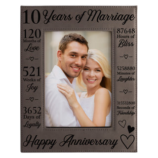 10th Anniversary Counting The Minutes Vegan Leather Photo Frame
