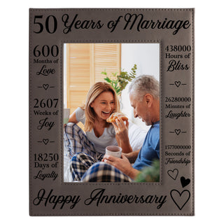 50th Anniversary Counting The Minutes Vegan Leather Photo Frame