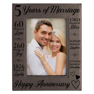 5th Anniversary Counting The Minutes Vegan Leather Photo Frame