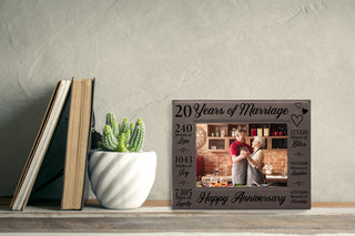 20th Anniversary Counting The Minutes Vegan Leather Photo Frame