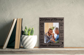 20th Anniversary Counting The Minutes Vegan Leather Photo Frame