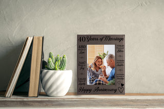 40th Anniversary Counting The Minutes Vegan Leather Photo Frame