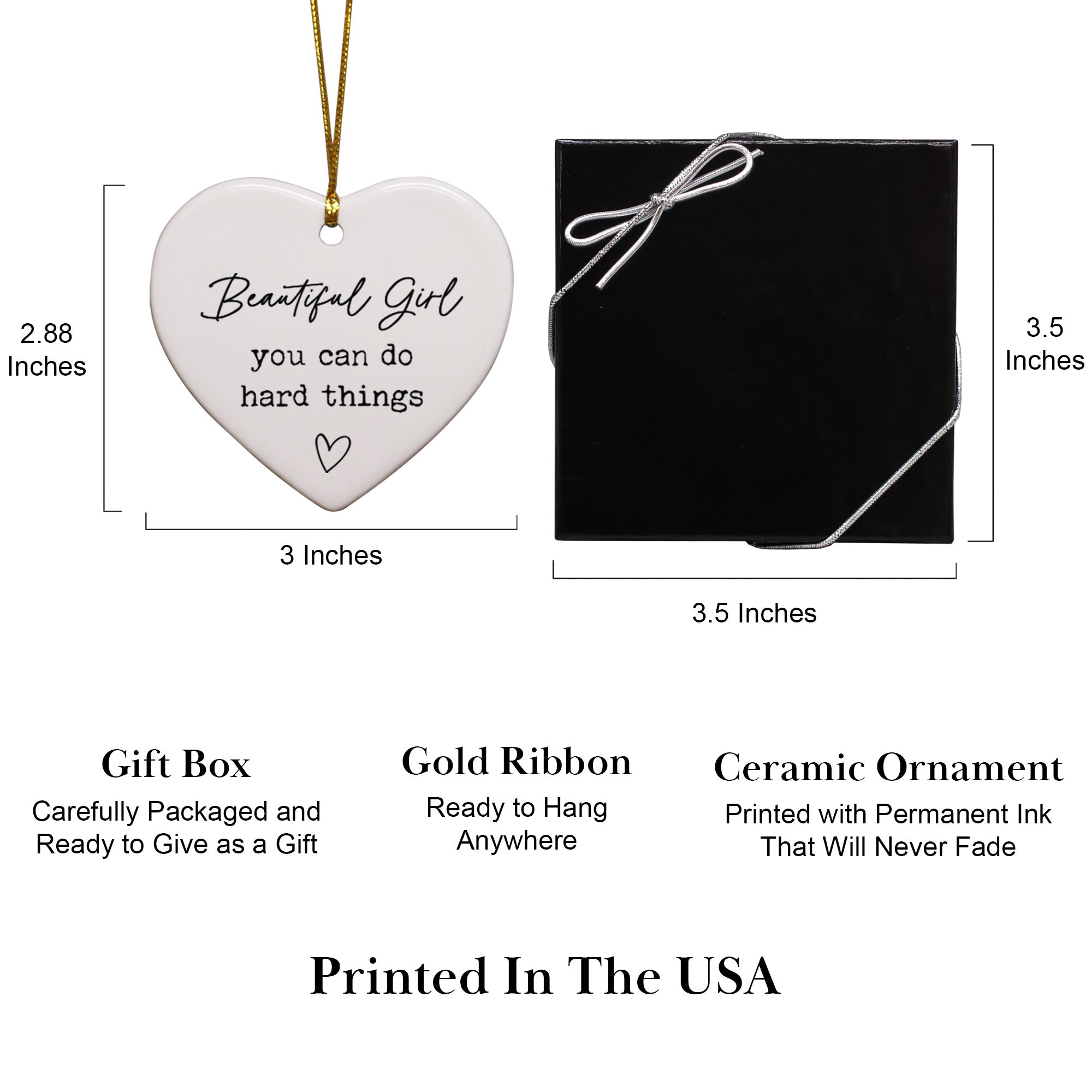 Beautiful Girl You Can Do Hard Things Keepsake Ornament