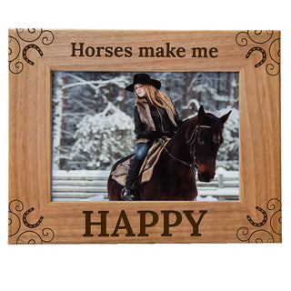 Horses Make Me Happy Wood Photo Frame