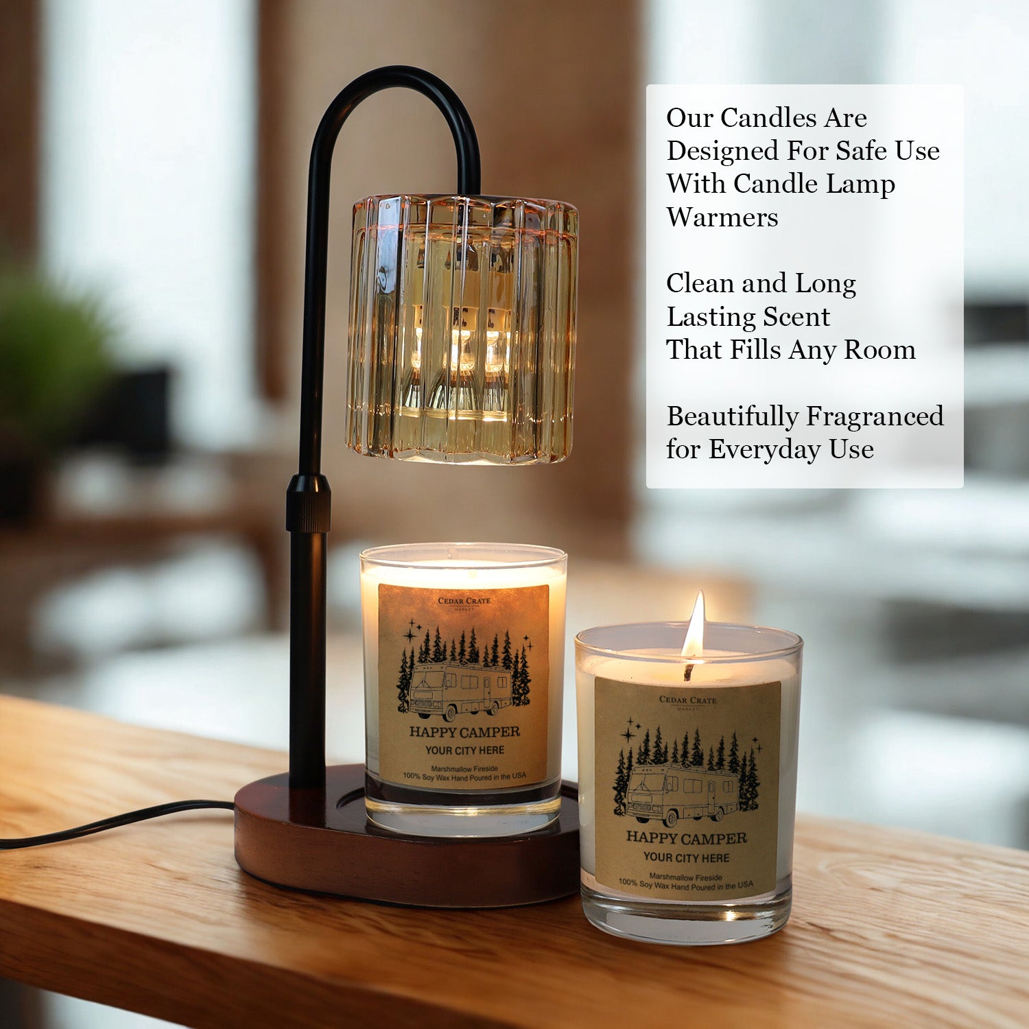 Happy Camper Motorhome Forest Name Drop Kraft Candle