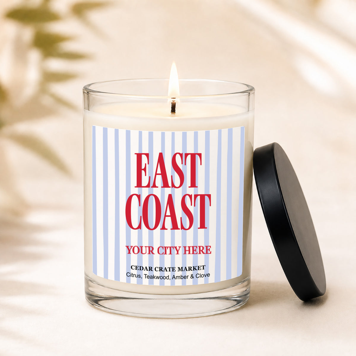 Souvenir Candles - East Coast Stripes Name Drop, MOQ 6