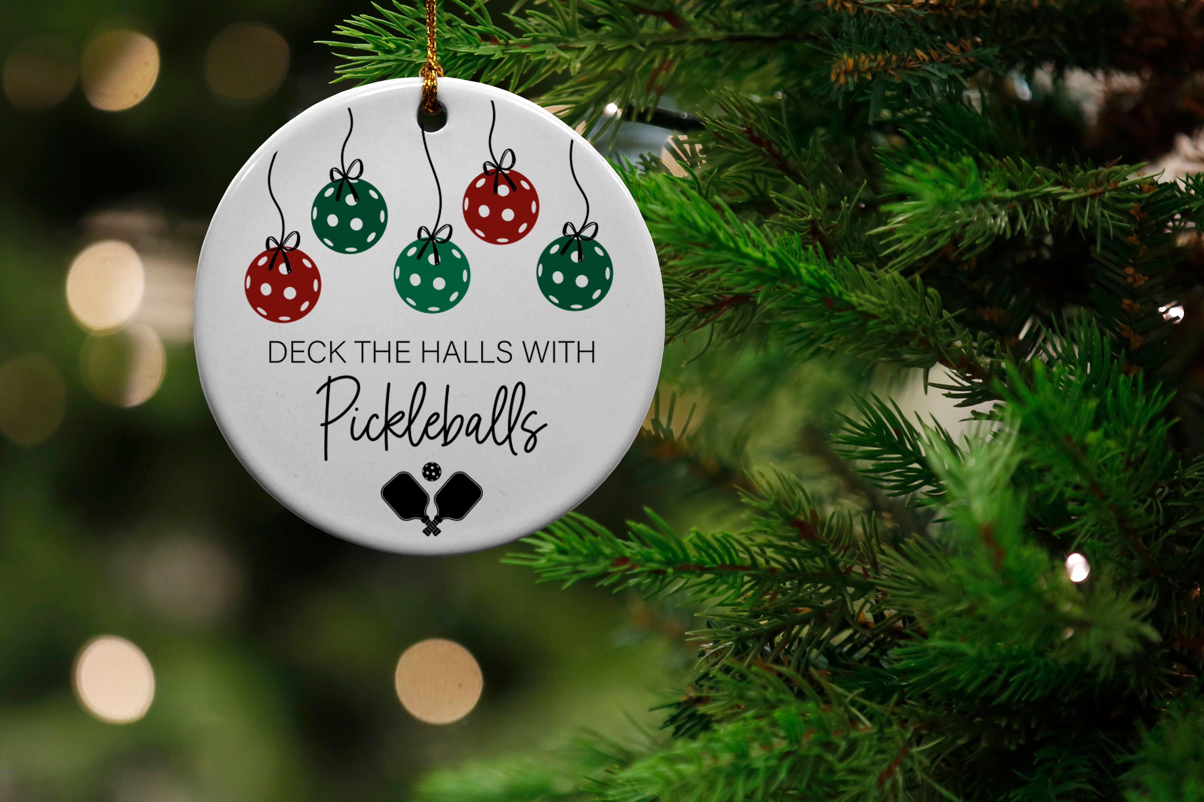 Deck The Halls With Pickleballs Keepsake Ornament