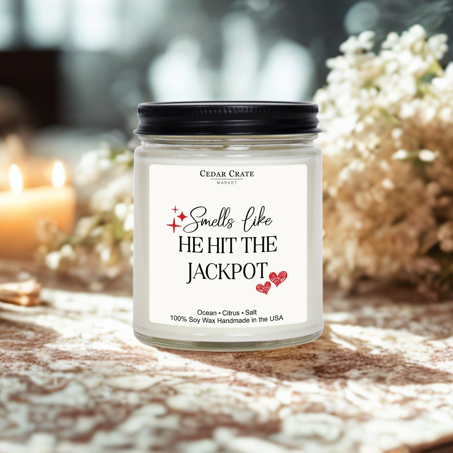 Smells Like He Hit The Jackpot Clear Jar Candle