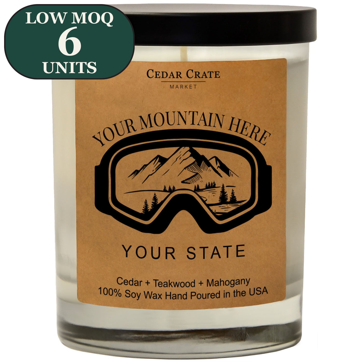 Cedar Crate Market Soy Candle "Name Drop - Mountain Ski Goggles - Low 6 MOQ" funny gift
