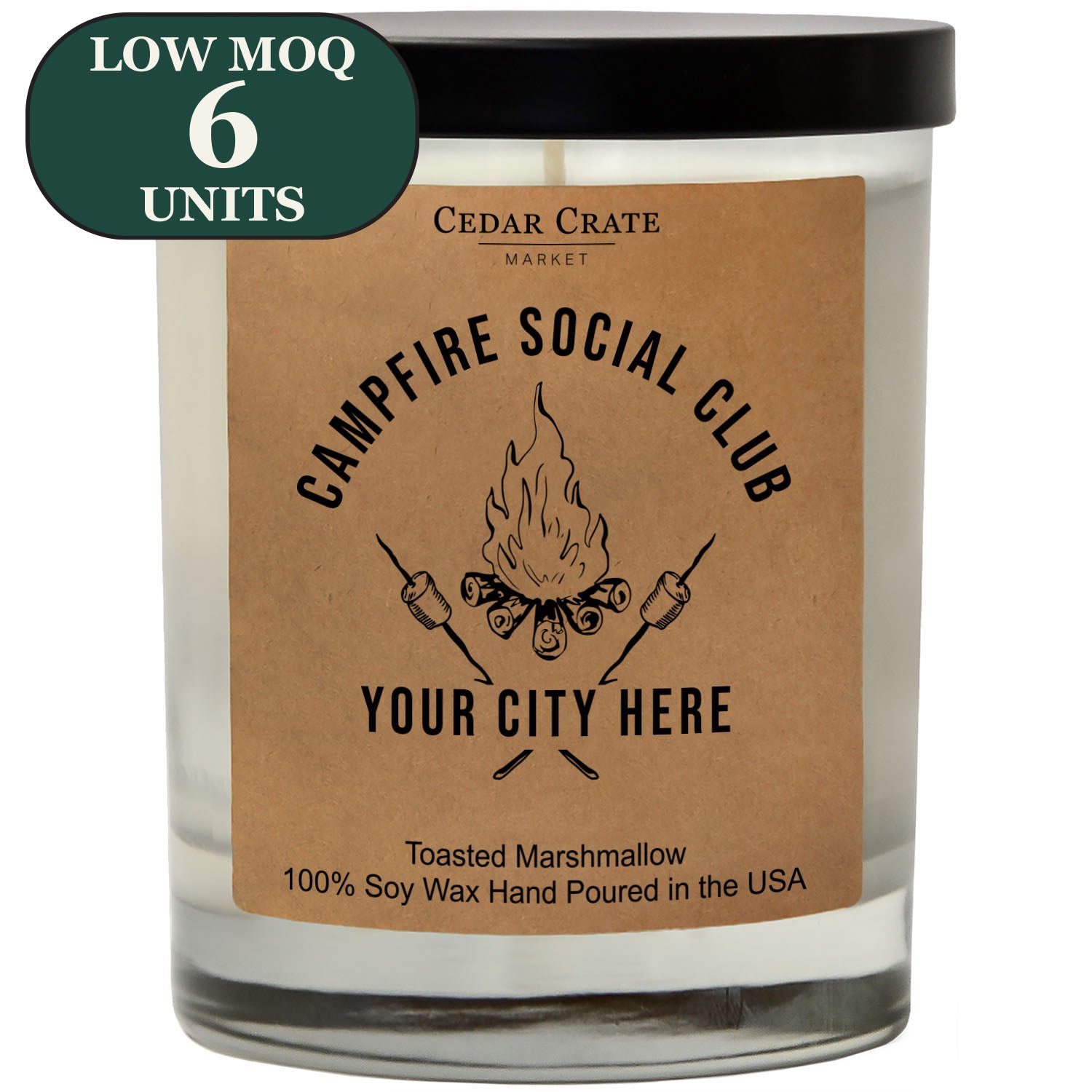 Cedar Crate Market Soy Candle "Name Drop - Campfire Social Club Kraft" funny gift