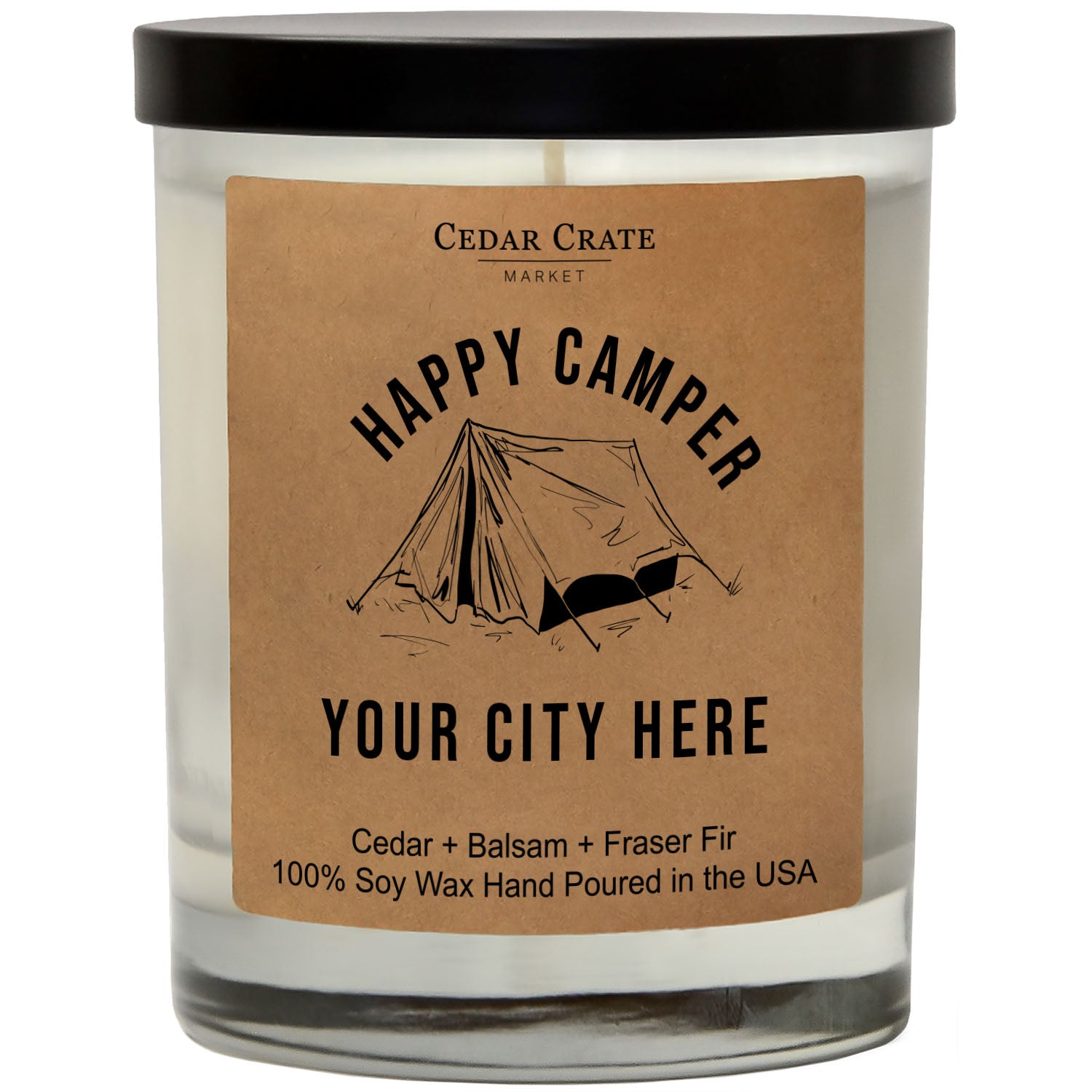 Happy Camper Name Drop Kraft Candle