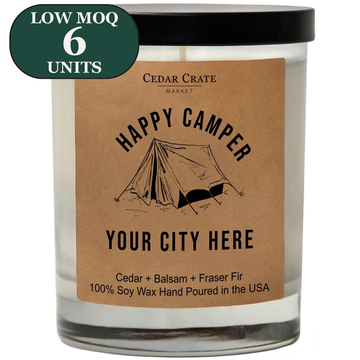 Cedar Crate Market Soy Candle "Name Drop - Happy Camper" funny gift