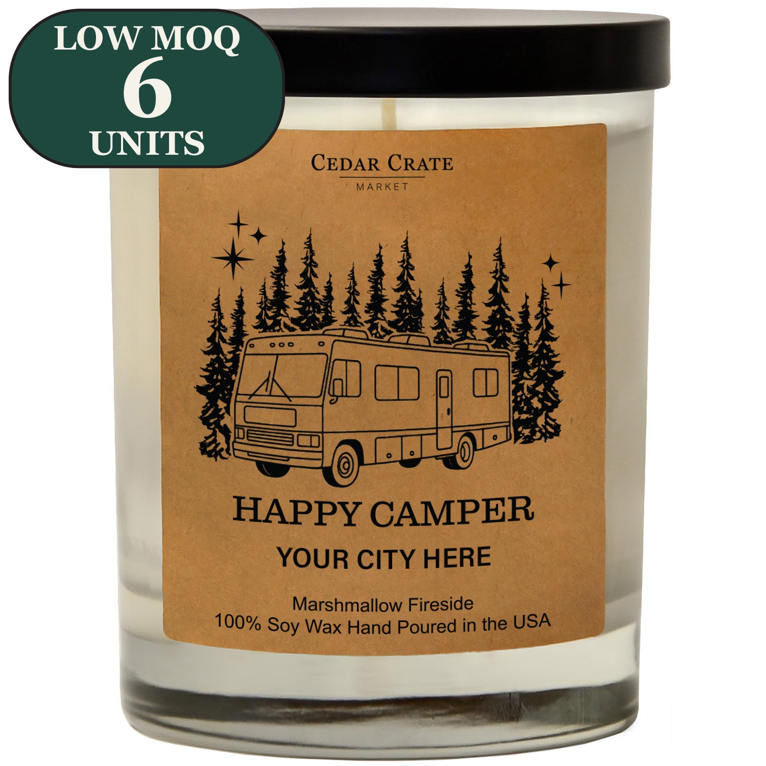 Cedar Crate Market Soy Candle "Name Drop - Happy Camper Motorhome" funny gift